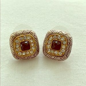 Square Diamond Black Gold and Silver Studs